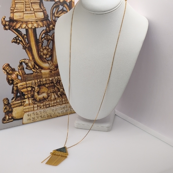 Madewell Gold and Slate Like Stone Geometric Adjustable Length Necklace - Picture 6 of 7